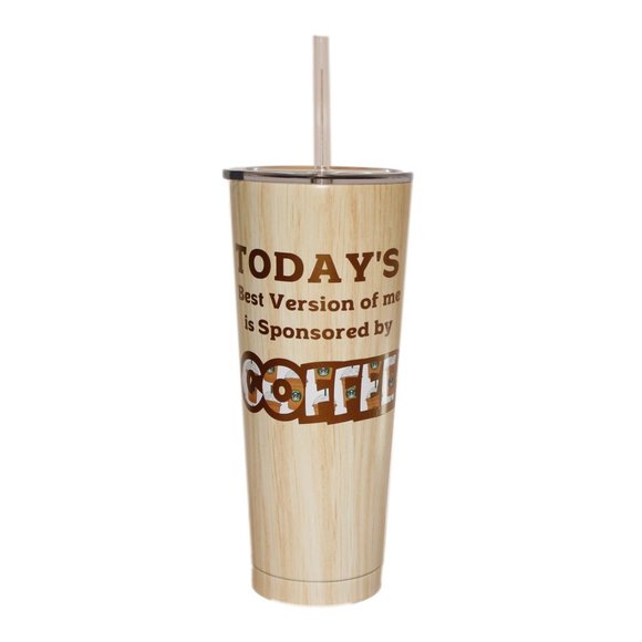 Tall Insulated Water Iced Coffee Tumbler with Straw and Lid - Unique Gift - Picture 3 of 9